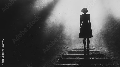 girl standing alone amidst the darkness.