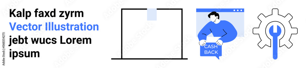 Chart with a bar graph, person holding cash back, gear icon, plus sample text. Ideal for business strategies, finance apps, user guides, marketing materials, tech support, web design, tutorials Chart with a bar graph, person holding cash back, gear icon, plus sample text. Ideal for business strategies, finance apps, user guides, marketing materials, tech support, web design, tutorials