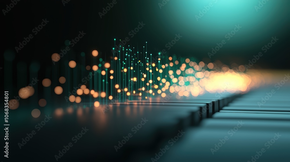 Obraz premium Illuminated Network Server Array in Tech Space Symbolizing Data Security and Connectivity