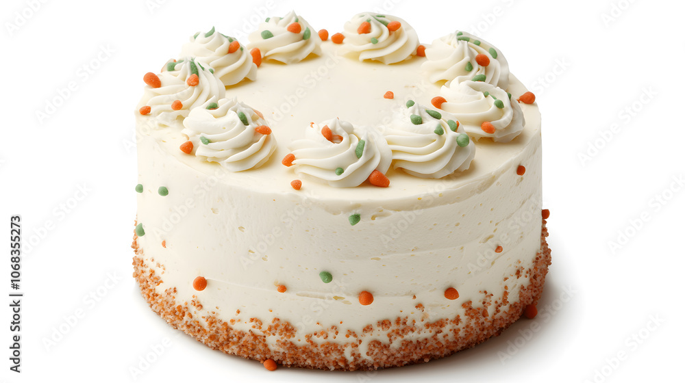 Carrot cake with cream isolated on white background Carrot cake with cream isolated on white background