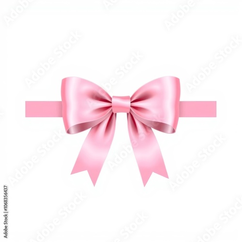 Pink ribbon bow isolated on transparent background remove png clipping path pen tool decoration png Illustration 