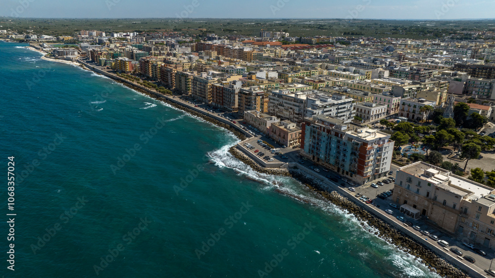 Aerial view of buildings overlooking the Mediterranean Sea.