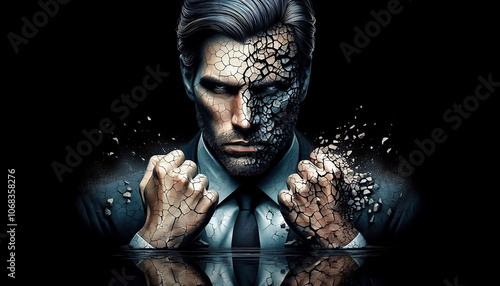 Successful Businessman, Getting Rich, Making Money, How To, Broken Businessman, Lost Everything, How to Make Money, Cybersecurity, AI, Artificial Intelligence , 4K, 3D, Background