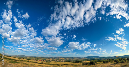 angle view of savanna with blue sky