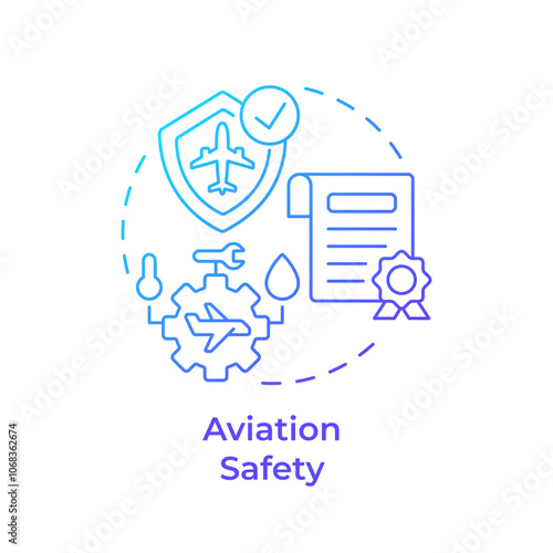 Aviation safety blue gradient concept icon. Regulatory compliance, certification. Round shape line illustration. Abstract idea. Graphic design. Easy to use in infographic, presentation