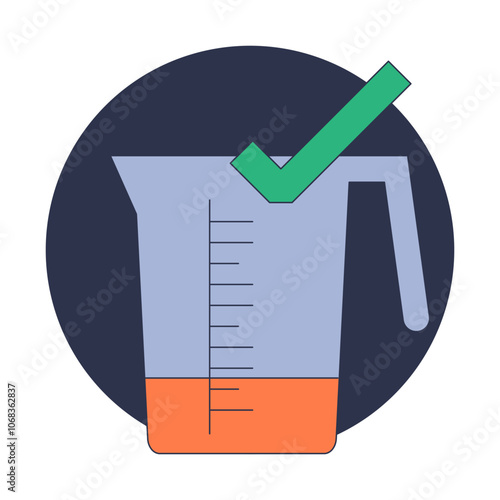 Illustration of a measuring cup with lines and a check mark, symbolizing accuracy and precision.