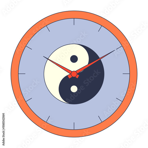 Clock with a yin-yang symbol, symbolizing balance and the passage of time.