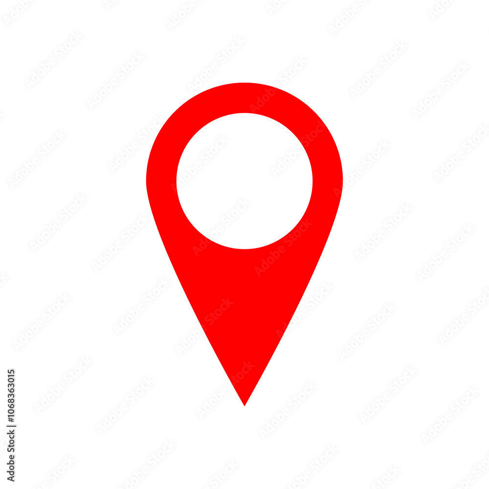 A red colour location pin icon design for digital applications and map services isolated with white background. A red colour location pin icon design for digital applications and map services isolated with white background.