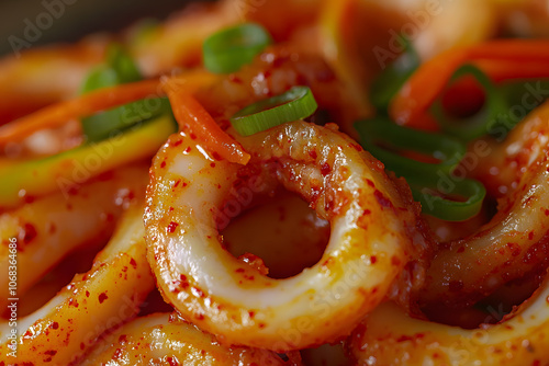 Ojingeo Bokkeum: Stir-fried squid coated in vibrant red gochugaru chili sauce, flavorful delight