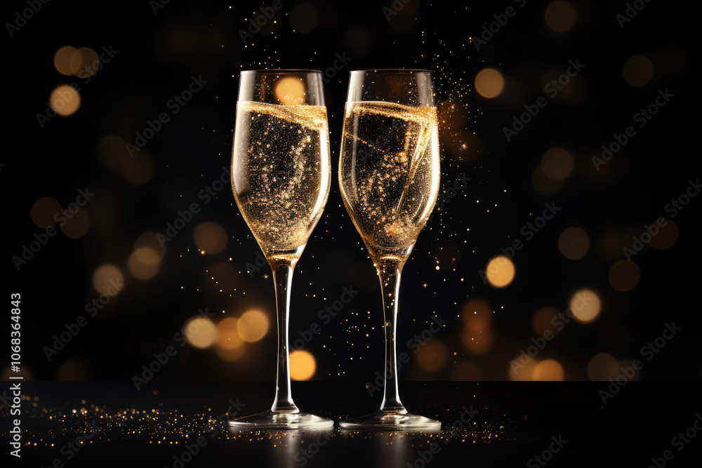 generated illustration of glass of champagne on bokeh background generated illustration of glass of champagne on bokeh background