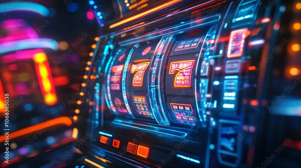 Futuristic Close-Up of Slot Machine Details Futuristic Close-Up of Slot Machine Details
