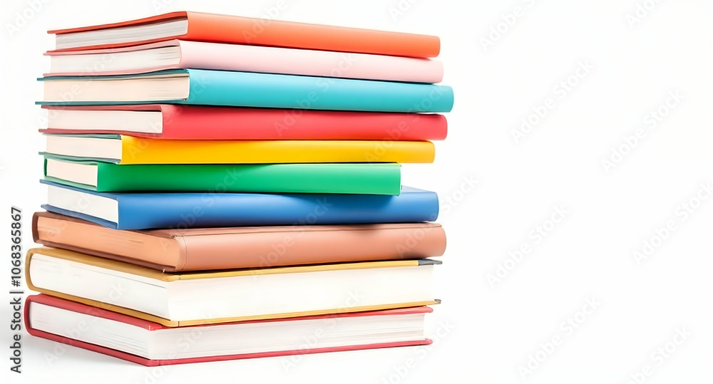 Colorful Stack of Books Isolated on White Background Colorful Stack of Books Isolated on White Background