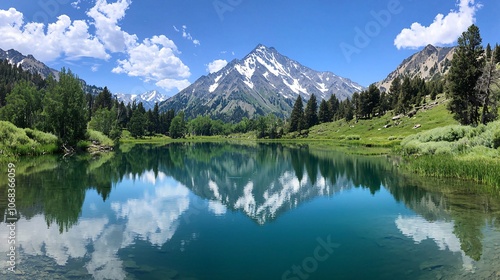 Panoramic View of Mount Antelao Reflected in Serene Water