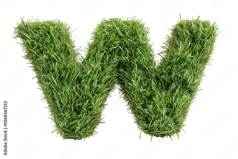 Letter W made of lush grass on a pristine for design purposes Letter W made of lush grass on a pristine for design purposes