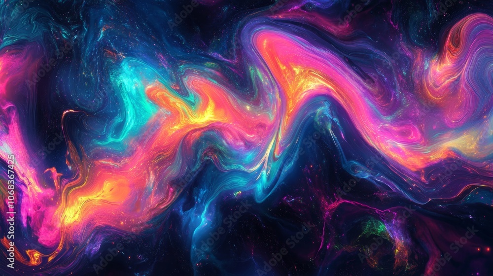 Fototapeta premium Swirling Neon and Pastel Color Blend Abstract Background