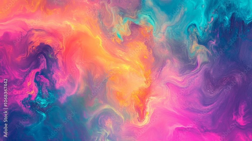Fototapeta premium Chaotic Mix of Neon and Pastel Colors in Abstract Art