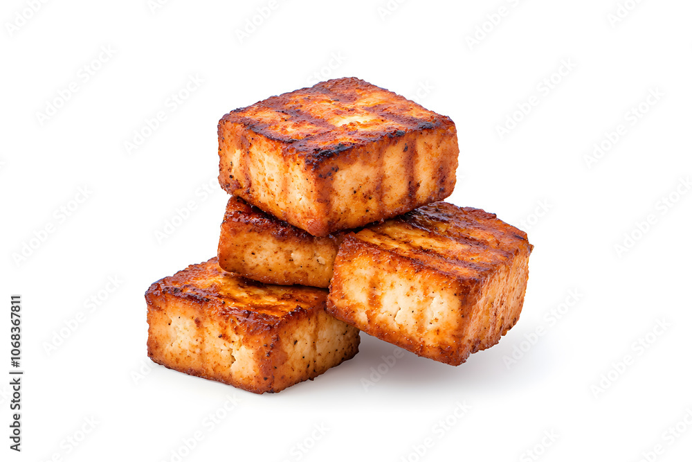 Grilled tofu , isolated on white background Grilled tofu , isolated on white background