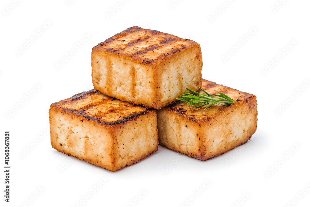 Grilled tofu , isolated on white background Grilled tofu , isolated on white background