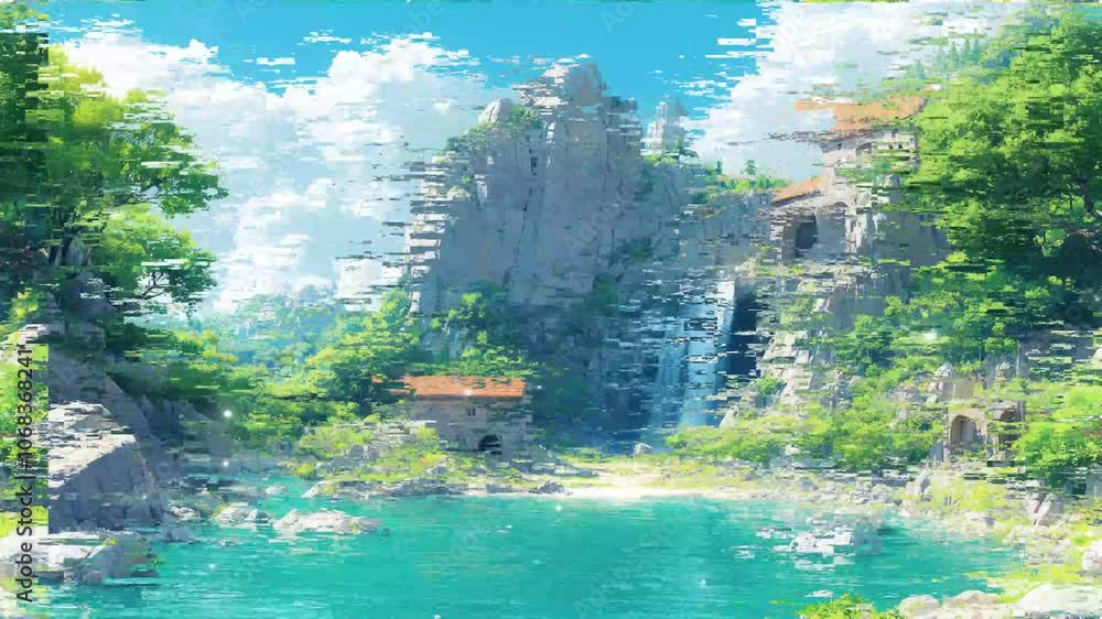 Nature triumphs as vibrant life envelops a once-abandoned mine. glitch ...