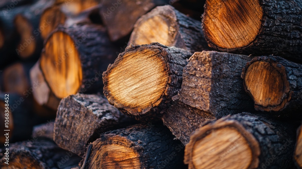 A macro photograph of the firewood's end grain, focusing on the texture and any imperfections, with the surrounding area softly blurred. A macro photograph of the firewood's end grain, focusing on the texture and any imperfections, with the surrounding area softly blurred.