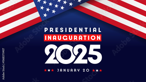 2025 US Presidential Inauguration banner with USA flags. Editable web slide for Presidential Inauguration Day January 20, 2025. Vector illustration