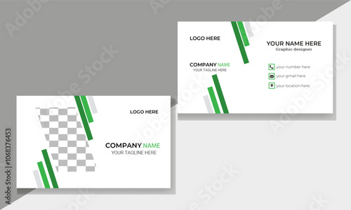 Creative modern white and green minimal corporate business card design template