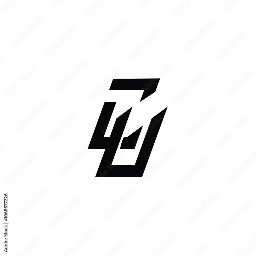 Obraz premium CU monogram logo design letter text name symbol monochrome logotype alphabet character simple logo