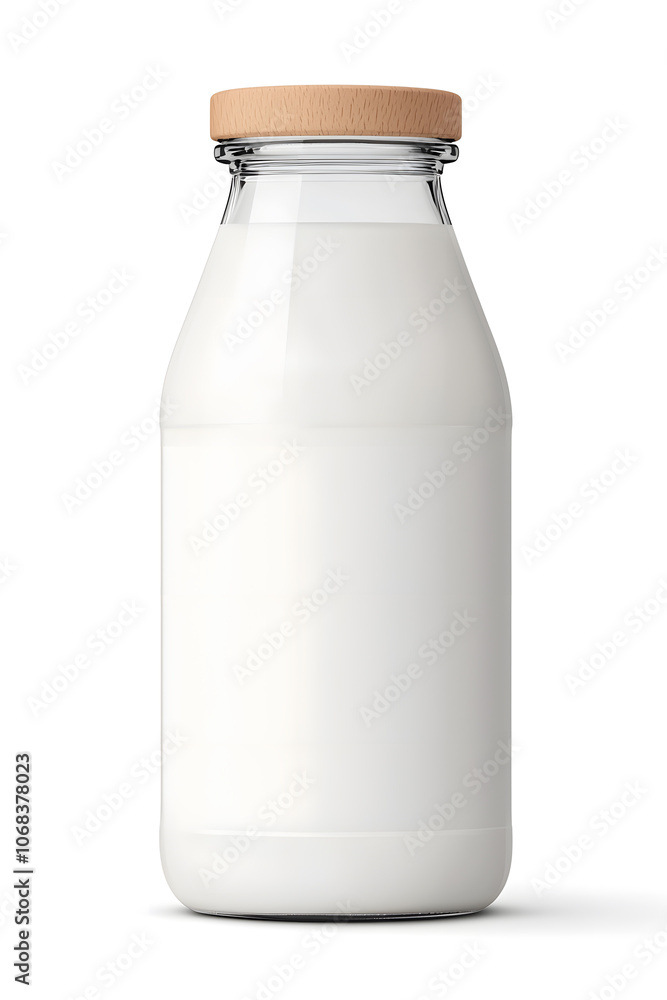 Organic milk bottle realistic illustration mock up isolated on white Organic milk bottle realistic illustration mock up isolated on white