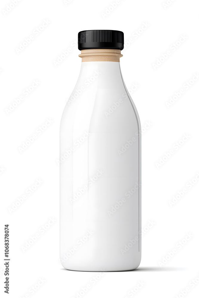 Organic milk bottle realistic illustration mock up isolated on white