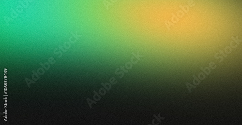 Abstract vignette color gradient grainy backdrop design. Orange green color dark vibrant shaped noisy gradient, glowing color flow, bright shine, noise texture, cover, banner, poster