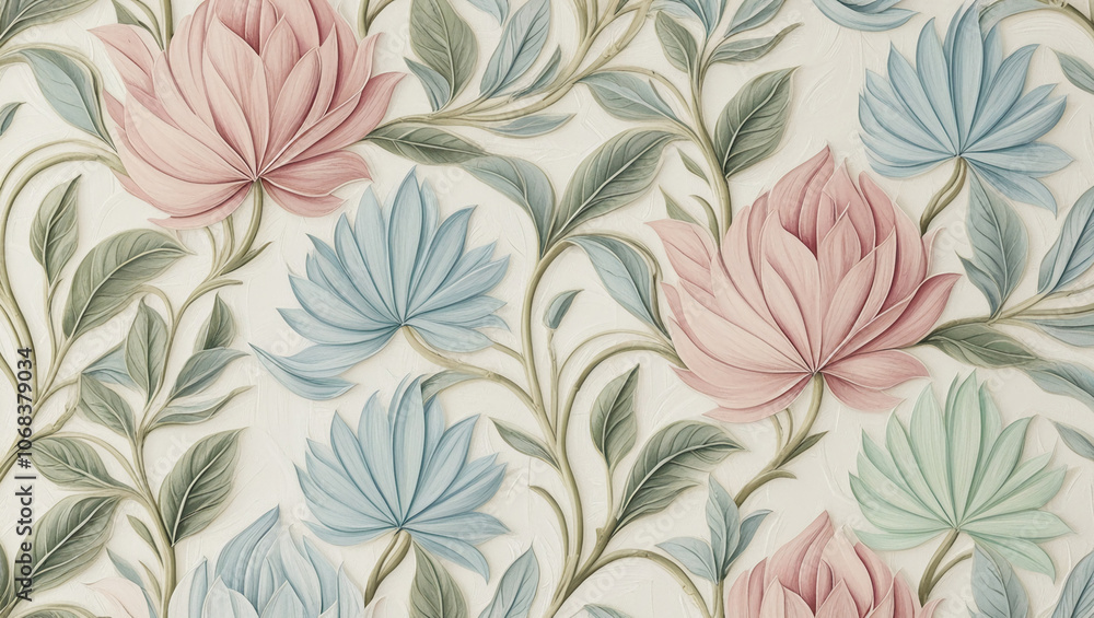wallpaper with a flower and plant theme with a cream colored background wallpaper with a flower and plant theme with a cream colored background