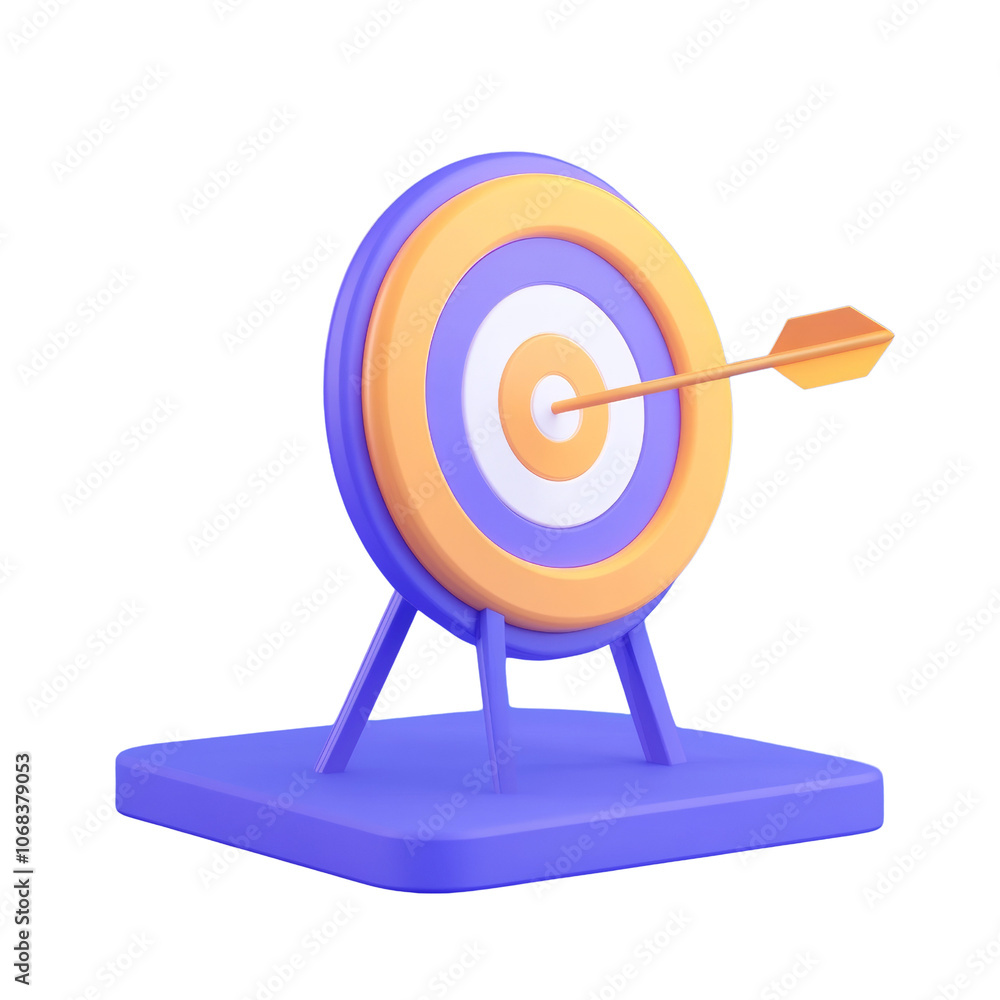 3D Dart Hitting Target Center - Success and Achievement Icon 3D Dart Hitting Target Center - Success and Achievement Icon