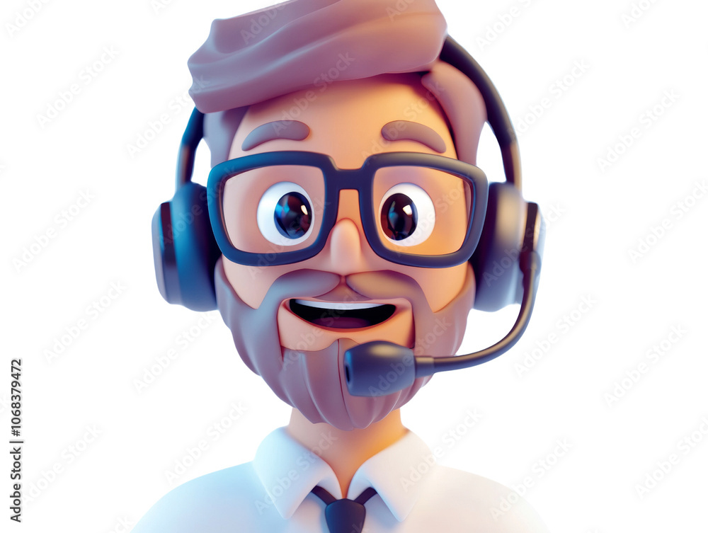 3D Office Operator with Headset - Customer Service and Support Icon 3D Office Operator with Headset - Customer Service and Support Icon
