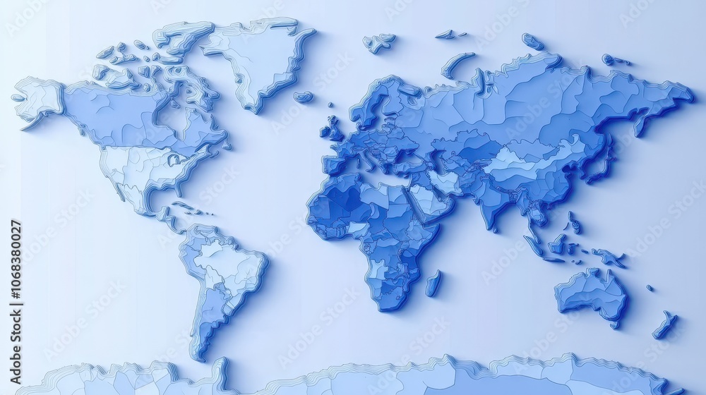 3D World Map Illustration. 3D World Map Illustration.