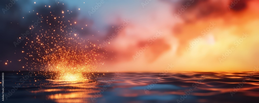 Firework splashing sparks over a vibrant night sky, illuminating the darkness with dazzling colors. Firework splashing sparks over a vibrant night sky, illuminating the darkness with dazzling colors.