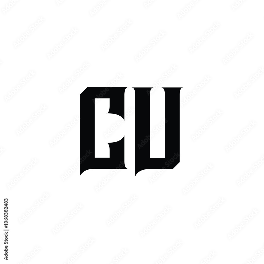 Fototapeta premium CU monogram logo design letter text name symbol monochrome logotype alphabet character simple logo