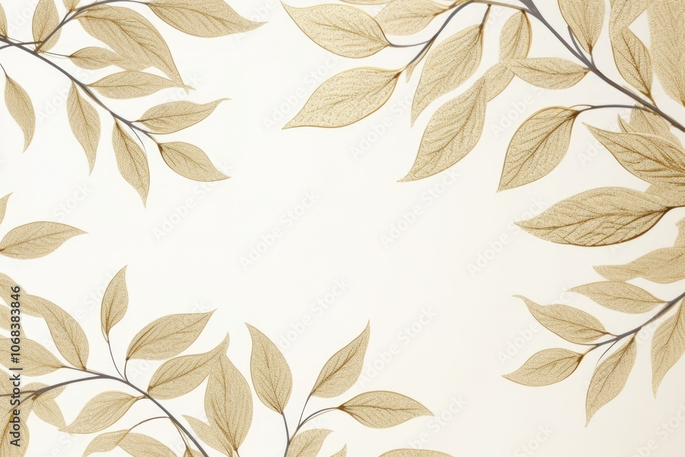 gold brown leaves beige background with copy space gold brown leaves beige background with copy space
