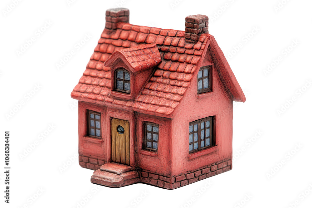 Charming red house icon symbol with detailed features and classic architecture style Charming red house icon symbol with detailed features and classic architecture style