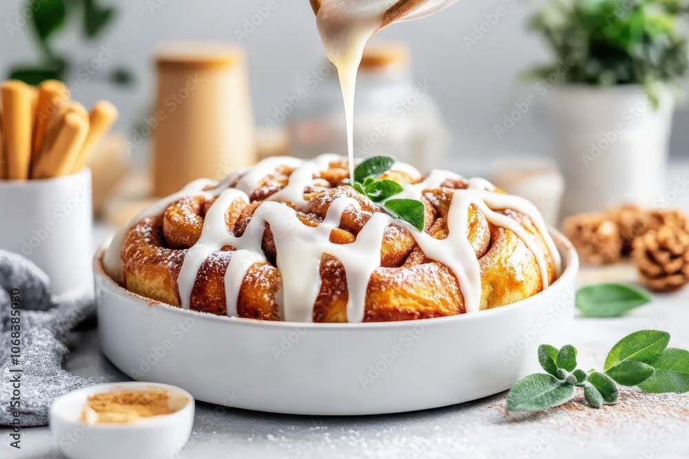 Deliciously Freshly Baked Cinnamon Rolls Drizzled with Creamy Icing