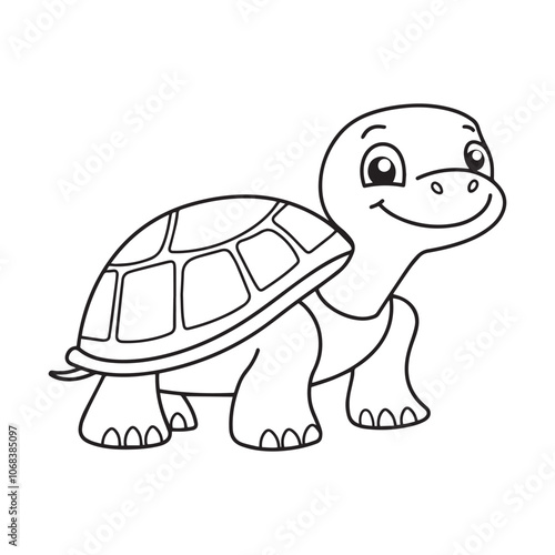 Cute turtle cartoon coloring page illustration vector. For kids coloring book.