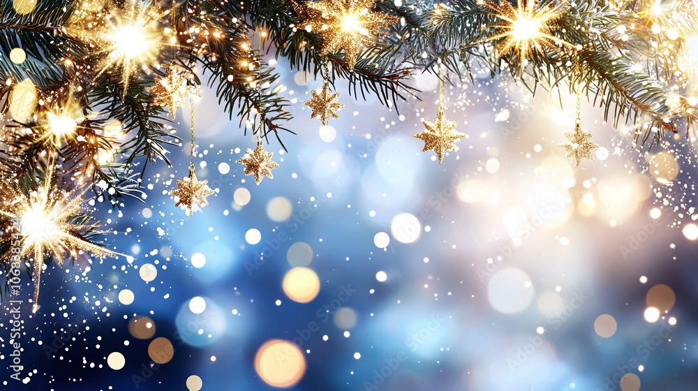 Festive Christmas Background with Sparkles and Stars Festive Christmas Background with Sparkles and Stars