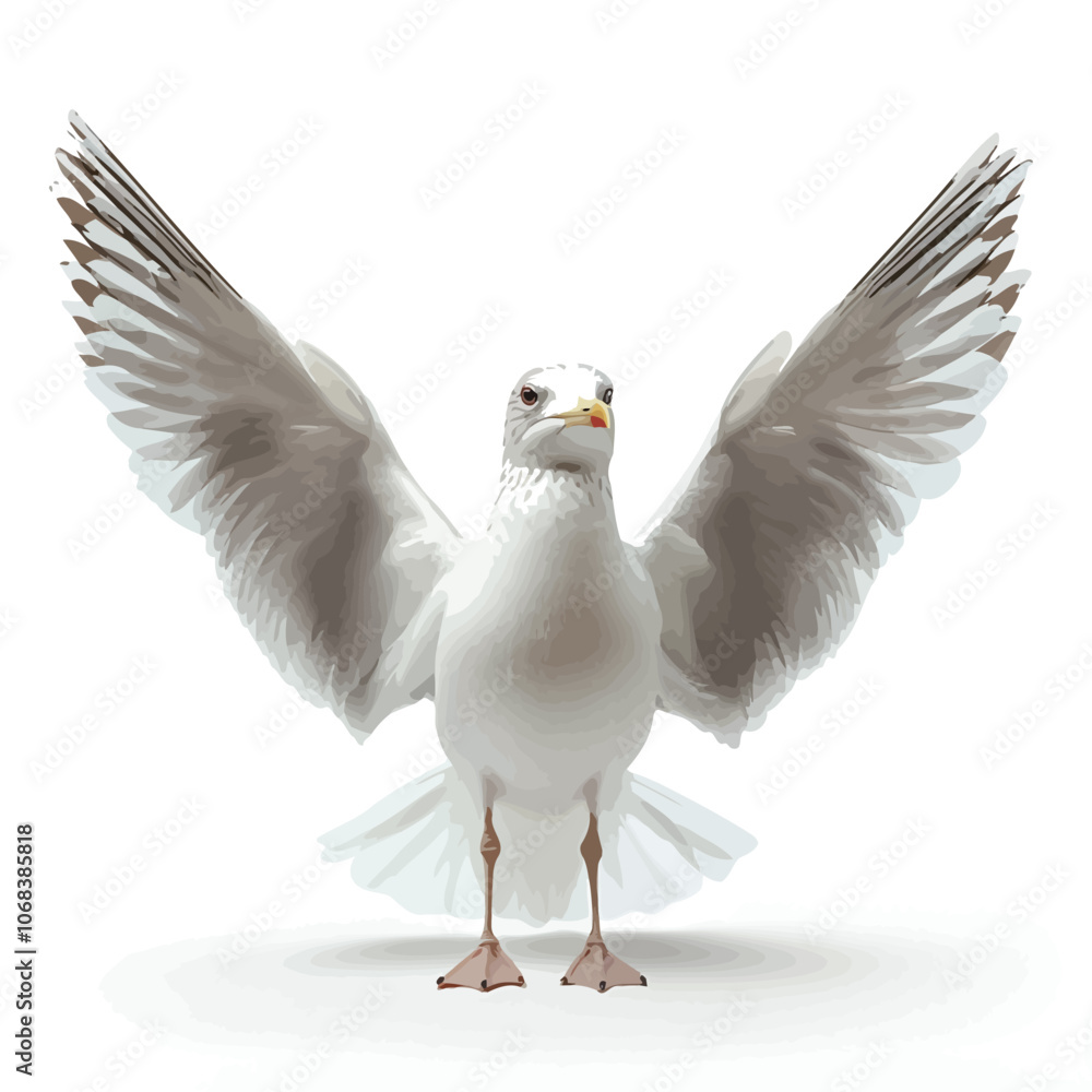 Obraz premium seagull on a white background. 3d rendering, 3d illustration.