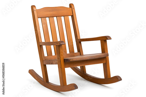 Vintage wooden rocking chair, isolated on white background photo