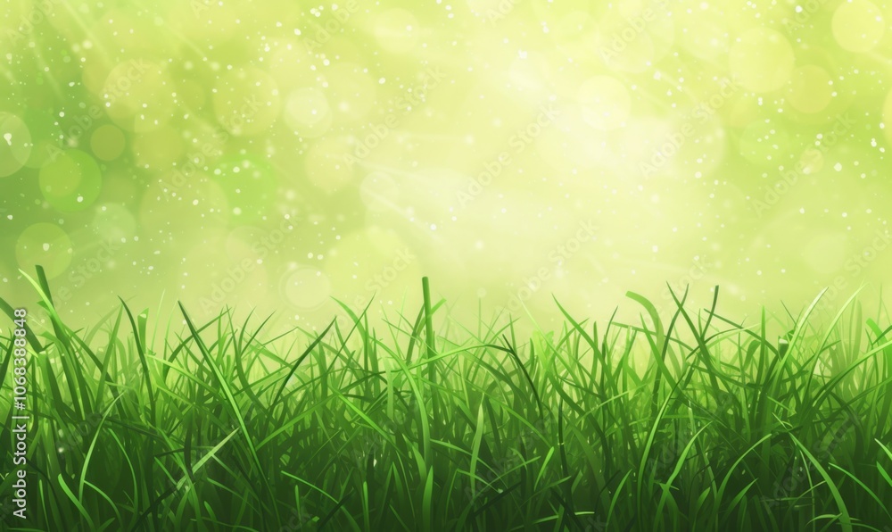 Fototapeta premium Green grass and sunlight banner background