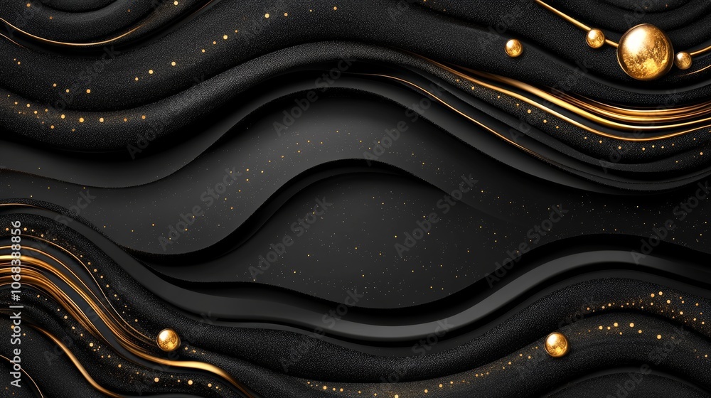 Elegant Black Gold Waves Abstract Background Texture Elegant Black Gold Waves Abstract Background Texture