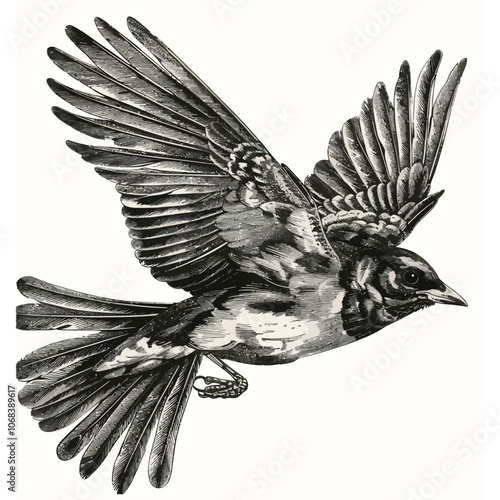 Victorian engraving of a bird. Digitally restored image from a mid-19th century Encyclopaedia. 