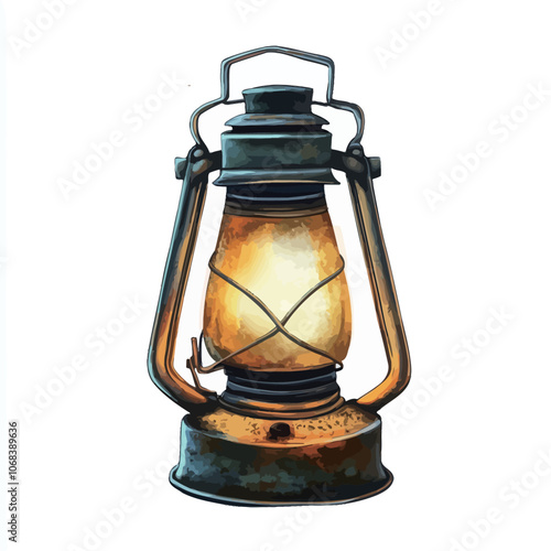 Vintage kerosene lamp isolated on white background with clipping path 