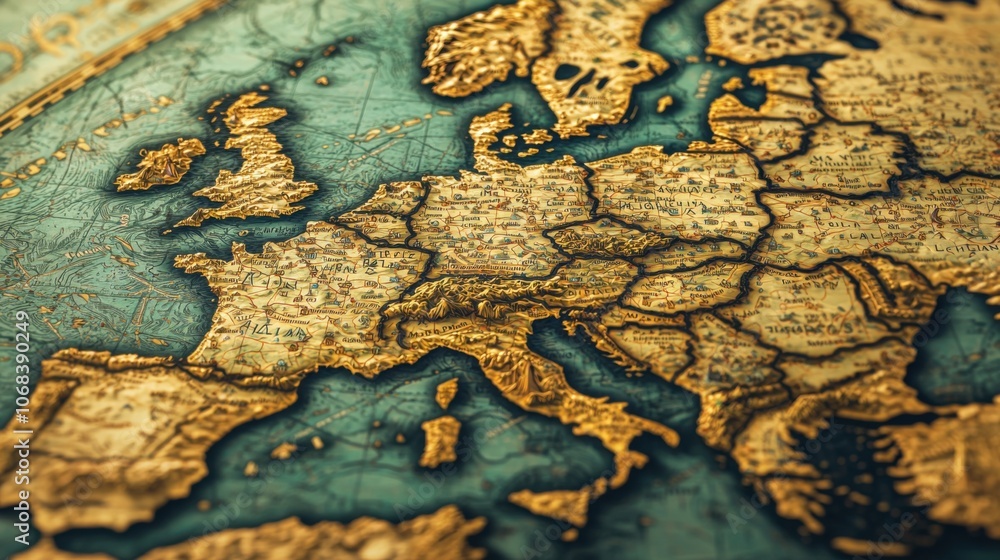 Explore the joyful essence of a monkey amidst an antique map of europe highlighting intricate details and historical richness Explore the joyful essence of a monkey amidst an antique map of europe highlighting intricate details and historical richness