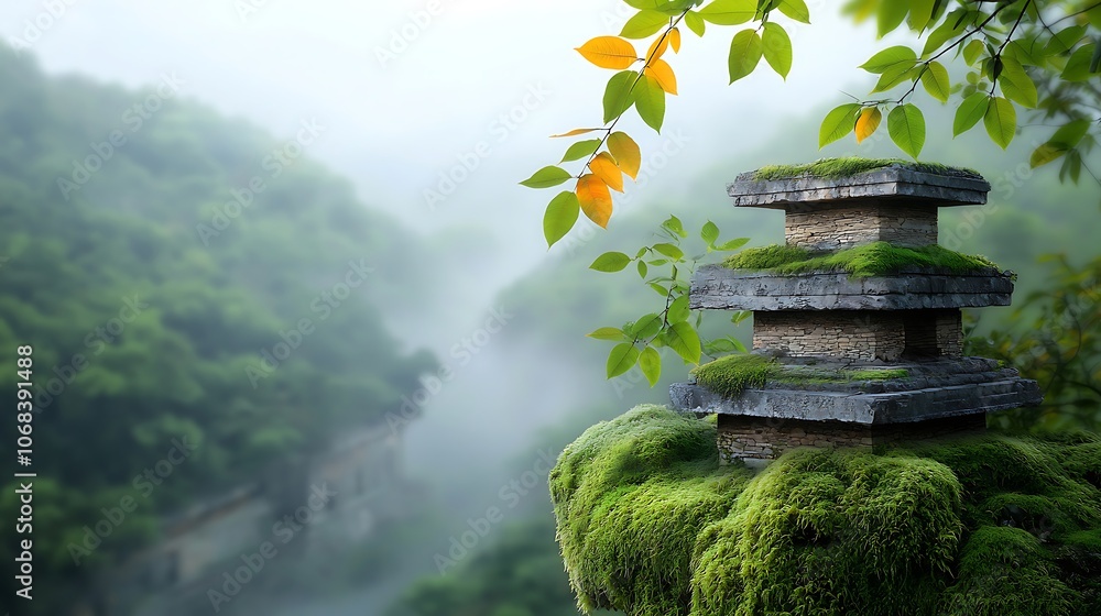 The ancient ruins sit quietly in the dense forest, draped in thick green moss that seems to whisper secrets of centuries past The ancient ruins sit quietly in the dense forest, draped in thick green moss that seems to whisper secrets of centuries past