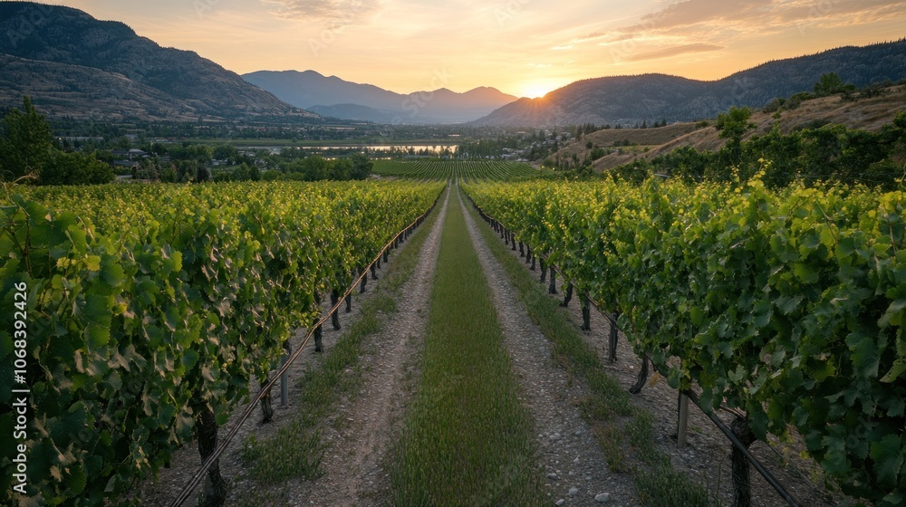 Fototapeta premium Vineyard Sunset